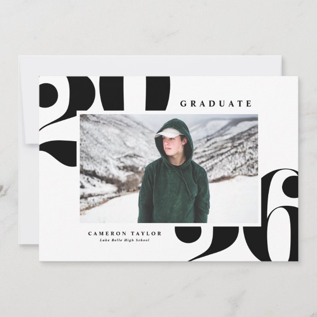 Black 2026 Bold Typography Photo Graduation Invitation (Front)