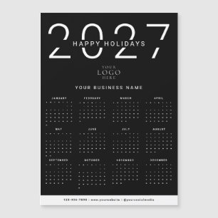 Black 2027 Calendar Logo Corporate Holiday Magnet