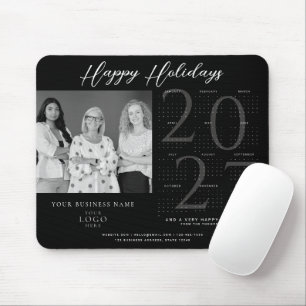 Black 2027 Calendar Photo Logo Corporate Holiday Mouse Pad