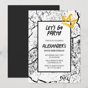 Black 20th birthday invitation Men Grunge 