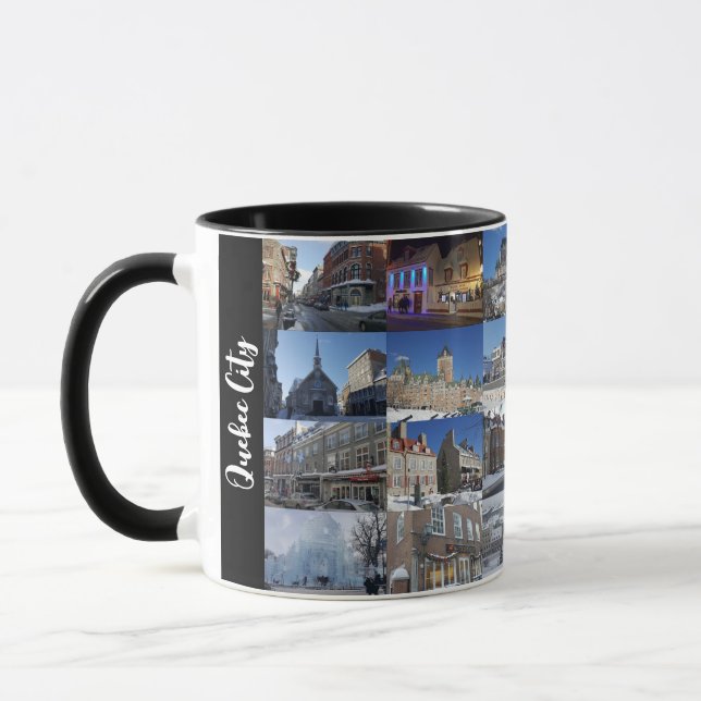 Black 24 Photo Collage Grid Travel Custom Mug (Left)