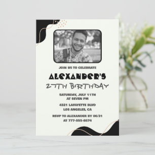 Black 27th birthday invitations Men Simple Photo