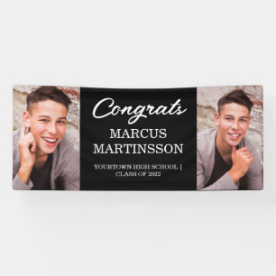 Black 2 Photo Modern Congrats Graduation Banner