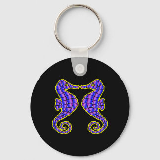 Black 2 Seahorses Key Ring