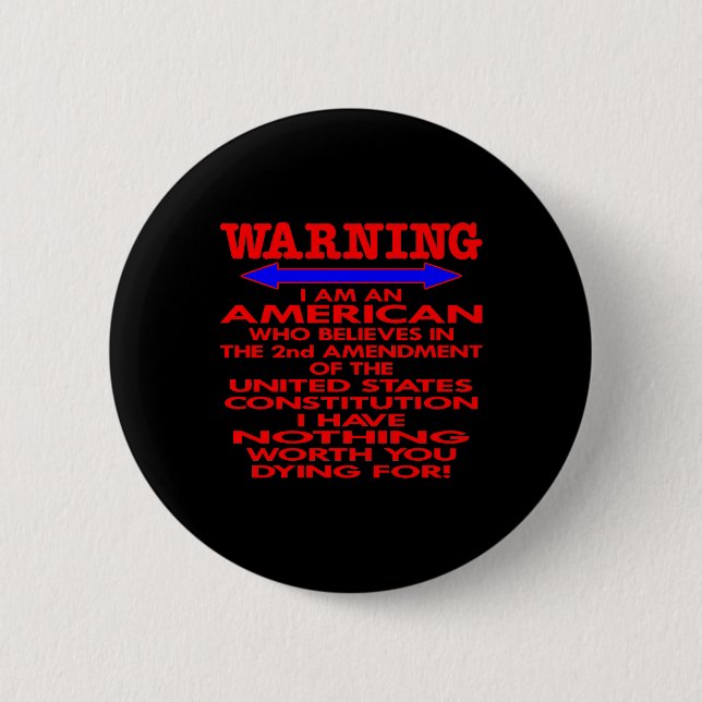 Black 2nd Amendment American 6 Cm Round Badge (Front)
