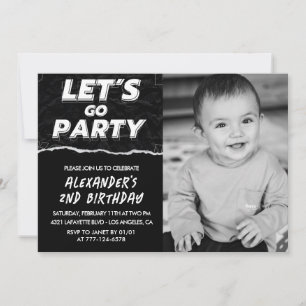 Black 2nd birthday invitations Boy Photo