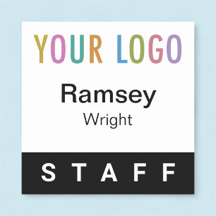 Black 2x2 Staff Badge Event Logo Pin or Magnetic