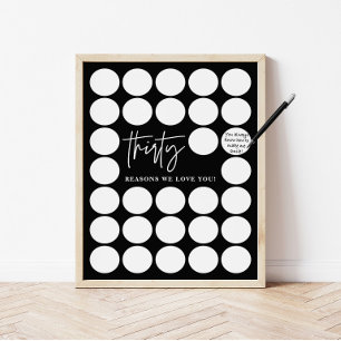 Black 30 Reasons We Love You Birthday Keepsake Poster