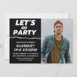 Black 39th birthday invitations Men Photo