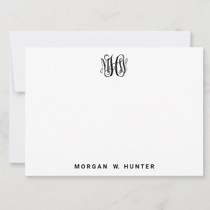 Black 3 Initial Vine Script Monogram DIY BG Thank You Card