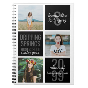 Black 3-Photo Fun Boxes Class Year Notebook