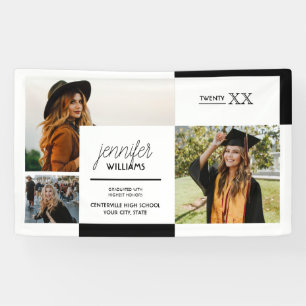 Black 3 Photo Graduation Banner