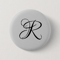 Black 3D Calligraphy Initial Letter | Pastel Grey