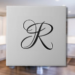 Black 3D Calligraphy Initial Letter | Pastel Grey Tile<br><div class="desc">Black 3D Calligraphy Initial Letter | Pastel Grey. You can choose to add your initial or the initial of a loved one. Whether it's a heartfelt gift for someone dear to you or a personal treat, the choice is yours. You can also remove the personalisation and enjoy the elegant and...</div>