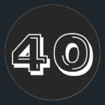 Black 40th Birthday Stickers<br><div class="desc">40th Birthday Party,  black and white over the hill theme Party Favour and Celebration decor.</div>