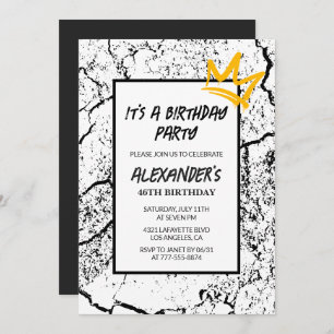 Black 46th birthday invitation Grunge Graffiti  