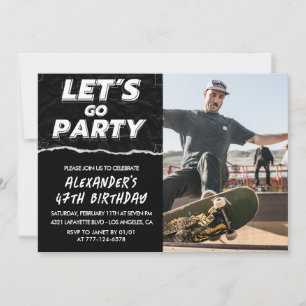 Black 47th birthday invitations Men Photo 