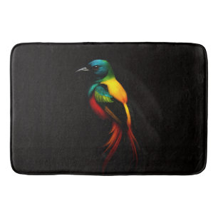 Black 4 Luxe Bath Mat with Rainbow Tropical Bird