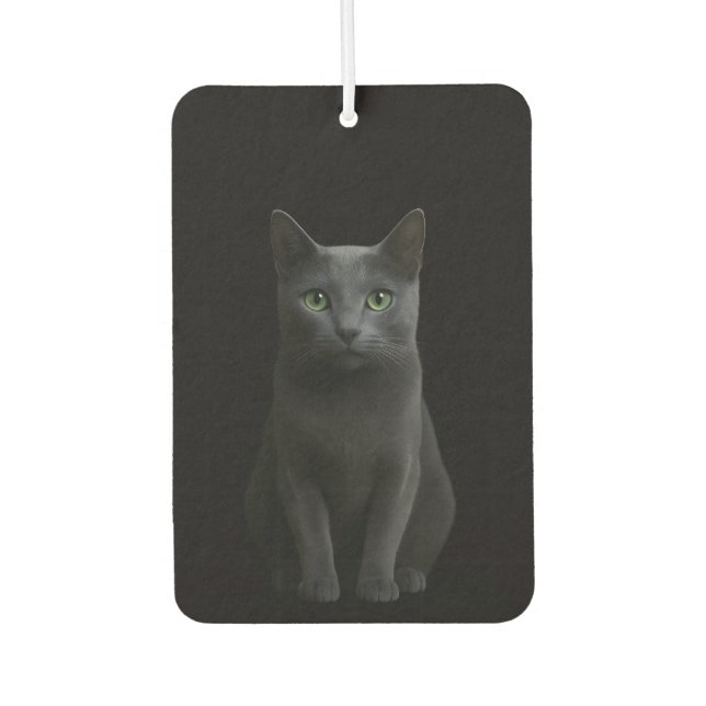 Black 4 Luxe Car Air Fresheners, Russian Blue Cat Freshener (Front)