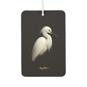 Black 4 Luxe Car Air Fresheners, Snowy Egret Car Air Freshener