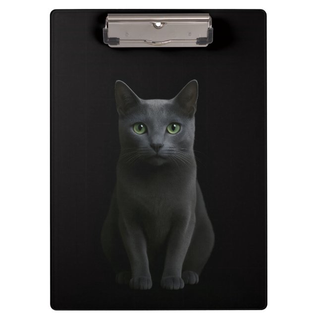 Black 4 Luxe Clipboard, Blue Russian Cat Clipboard (Front)