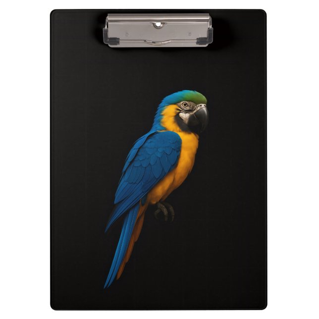 Black 4 Luxe Clipboard, Blue Yellow Macaw Clipboard (Front)
