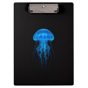 Black 4 Luxe Clipboard, Neon Blue Jellyfish Clipboard