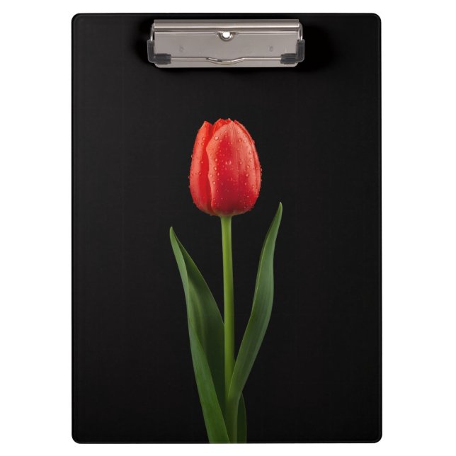 Black 4 Luxe Clipboard, Ruby Red Tulip Clipboard (Front)