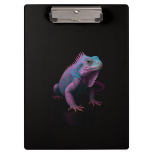 Black 4 Luxe Clipboard, Tropical Pink Iguana Clipboard