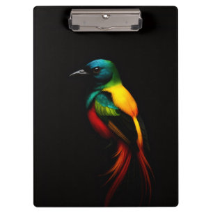 Black 4 Luxe Clipboard, Tropical Rainbow Bird Clipboard