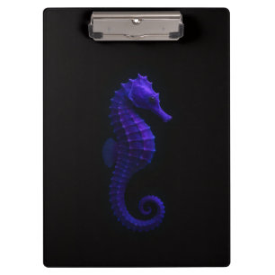 Black 4 Luxe Clipboard, Violet Blue Seahorse Clipboard