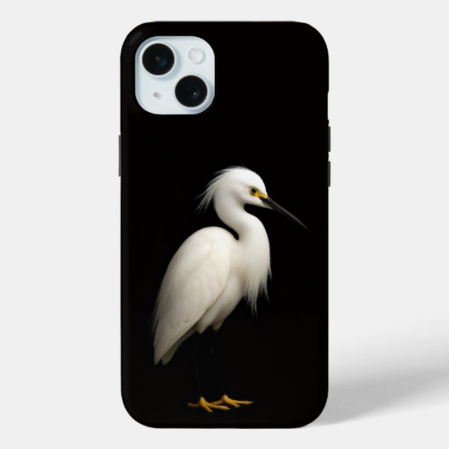 Black 4 Luxe, Elegant Snowy Egret Case-Mate iPhone Case (Back)