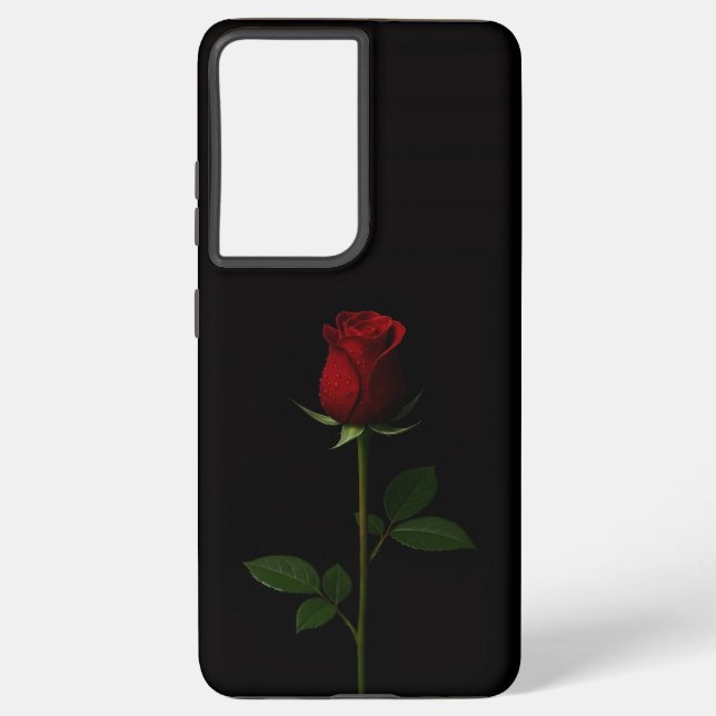 Black 4 Luxe Galaxy S21 Plus, Velvet Red Rose Samsung Galaxy S21+ Case (Back)