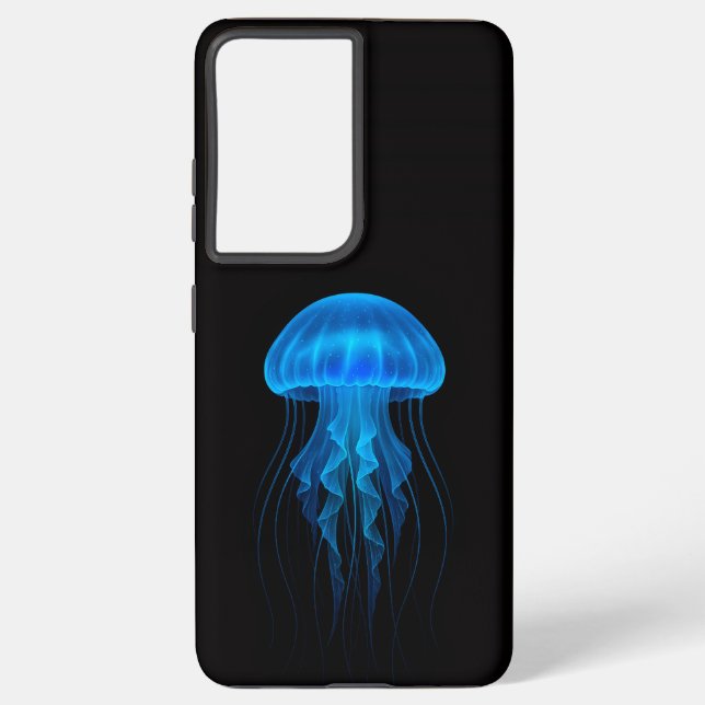 Black 4 Luxe Galaxy S21 Ultra, Blue Jellyfish Samsung Galaxy S21 Ultra Case (Back)