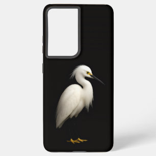 Black 4 Luxe Galaxy S21 Ultra, Elegant Snowy Egret Samsung Galaxy Case