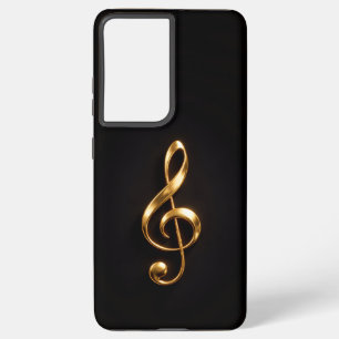 Black 4 Luxe Galaxy S21 Ultra, Golden Treble Clef Samsung Galaxy Case