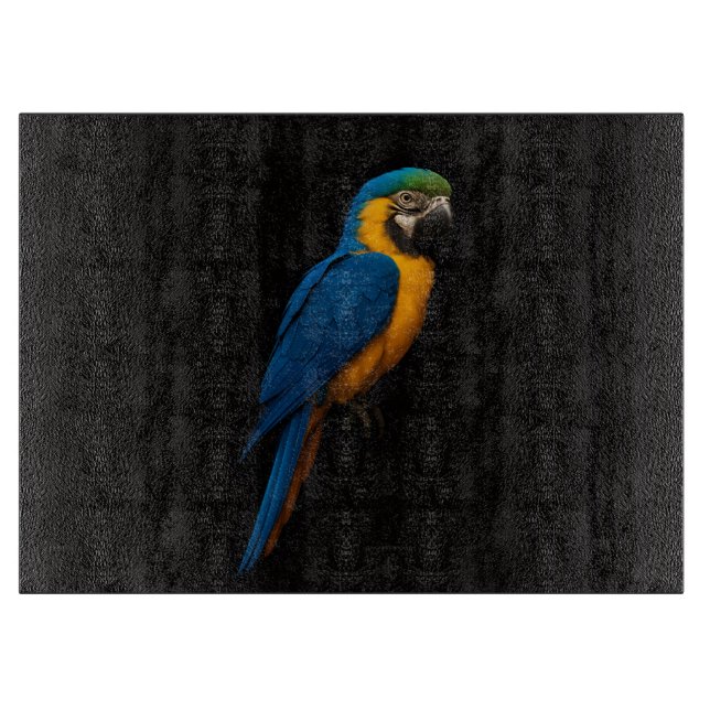 Black 4 Luxe Glass board Blue Yellow Macaw (Front)