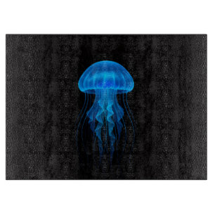 Black 4 Luxe Glass board Neon Blue Jellyfish