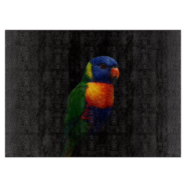 Black 4 Luxe Glass board Rainbow Lorikeet Parrot (Front)