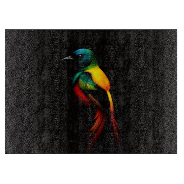 Black 4 Luxe Glass board Rainbow Tropical Bird (Front)