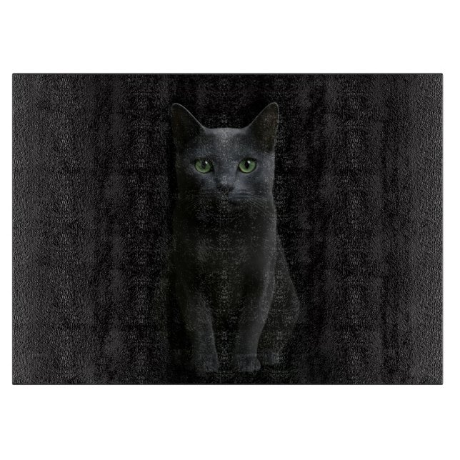 Black 4 Luxe Glass board Russian Blue Cat (Front)