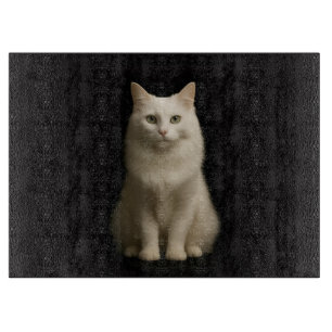 Black 4 Luxe Glass board Turkish Angora Cat