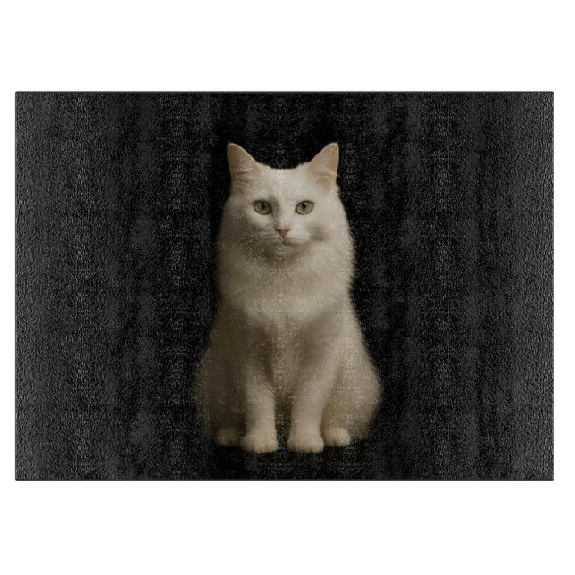 Black 4 Luxe Glass board Turkish Angora Cat (Front)