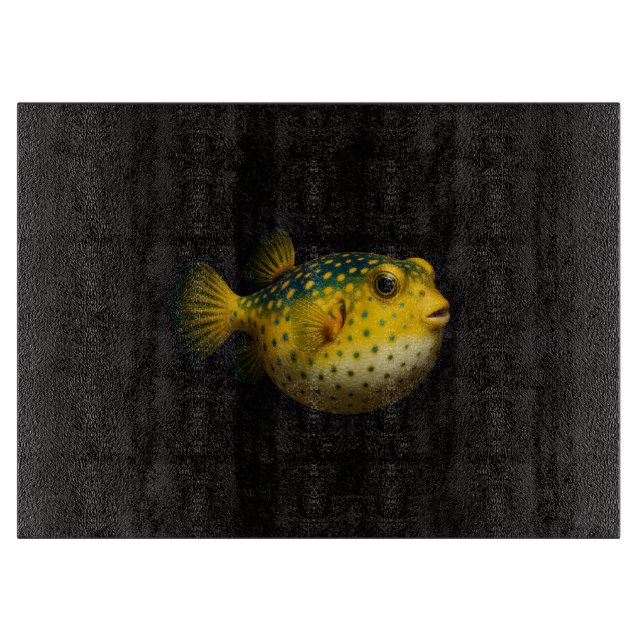 Black 4 Luxe Glass board Yellow Pufferfish (Front)