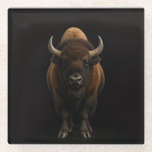 Black 4 Luxe Glass coaster, American Bison Coaster