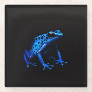 Black 4 Luxe Glass coaster, Blue Electric Frog Coaster