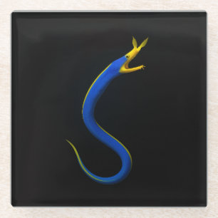 Black 4 Luxe Glass coaster, Blue Ribbon Eel Coaster