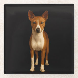 Black 4 Luxe Glass coaster, Classy Basenji Dog Coaster