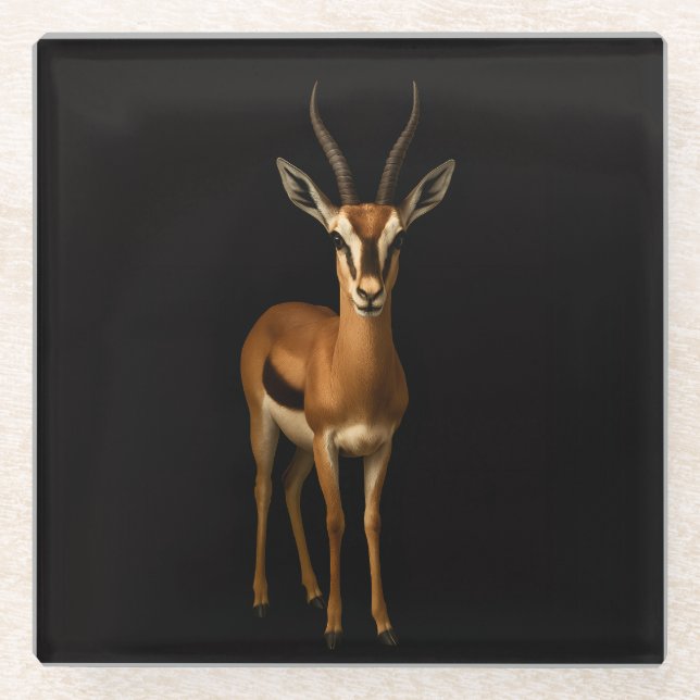 Black 4 Luxe Glass coaster, Elegant Gazella Glass Coaster (Front)