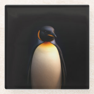 Black 4 Luxe Glass coaster, Emperor Penguin Coaster